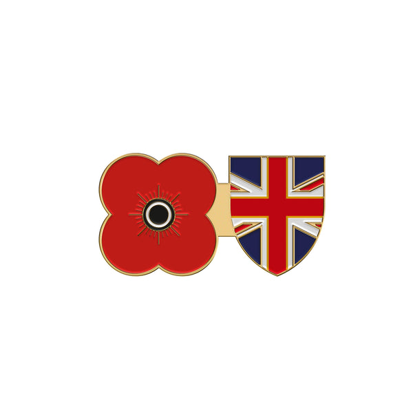 Poppy & Union Jack Shield Pin Badge 23D | Poppyscotland