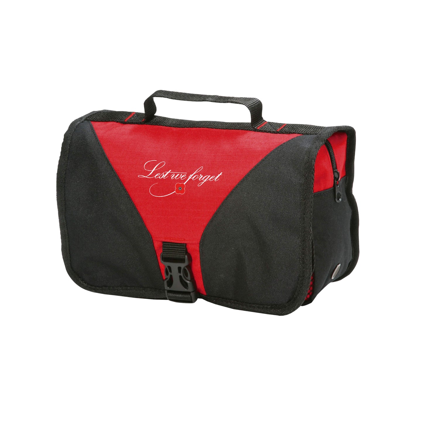 Folding Toiletry Bag - Black/Red - Poppyscotland