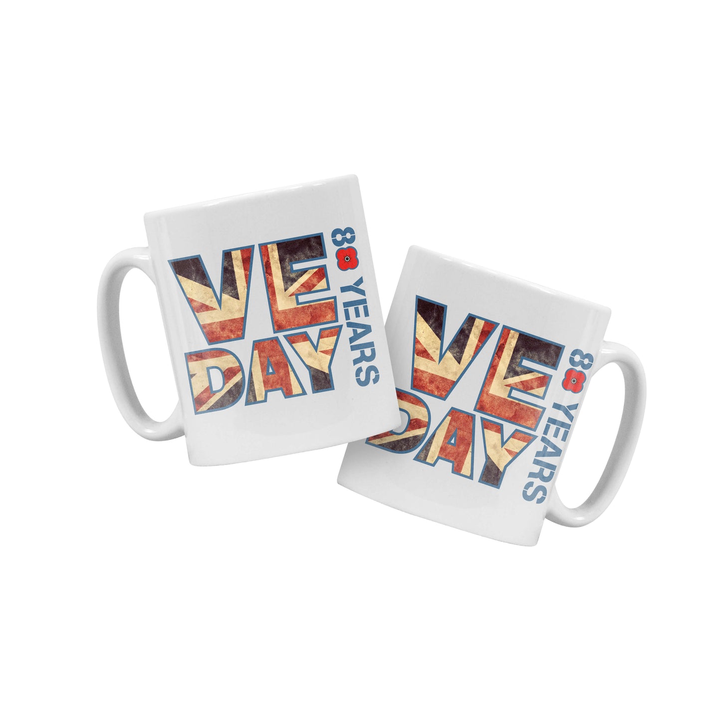 VE Day 80th Anniversary Flag Mug | Union Jack| White | Poppyscotland