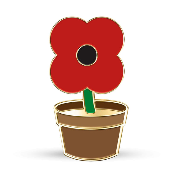 Poppy Plant Pot Pin Badge - Poppyscotland