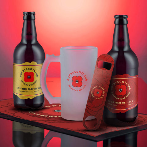 The Poppyscotland Beer, Spirits & Accessories range features the new Bravery's Reward Scottish Ale collection