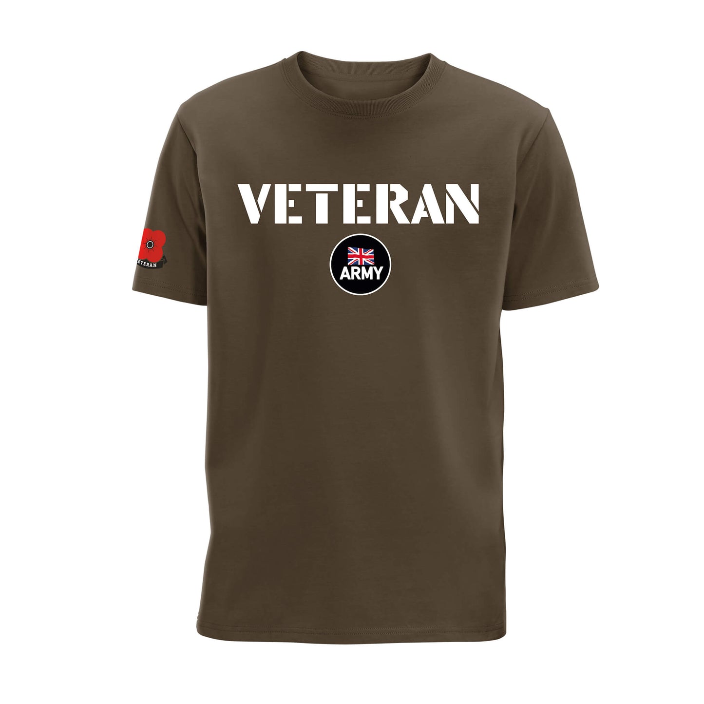 Army Veteran T-Shirt - Truffle - Front - Poppyscotland
