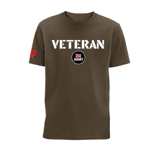 Army Veteran T-Shirt - Truffle - Front - Poppyscotland