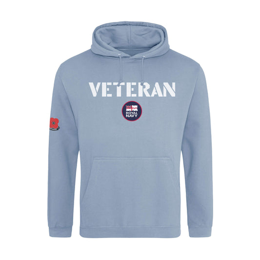 Navy Veteran Hoodie - Dusty Blue - Front - Poppyscotland