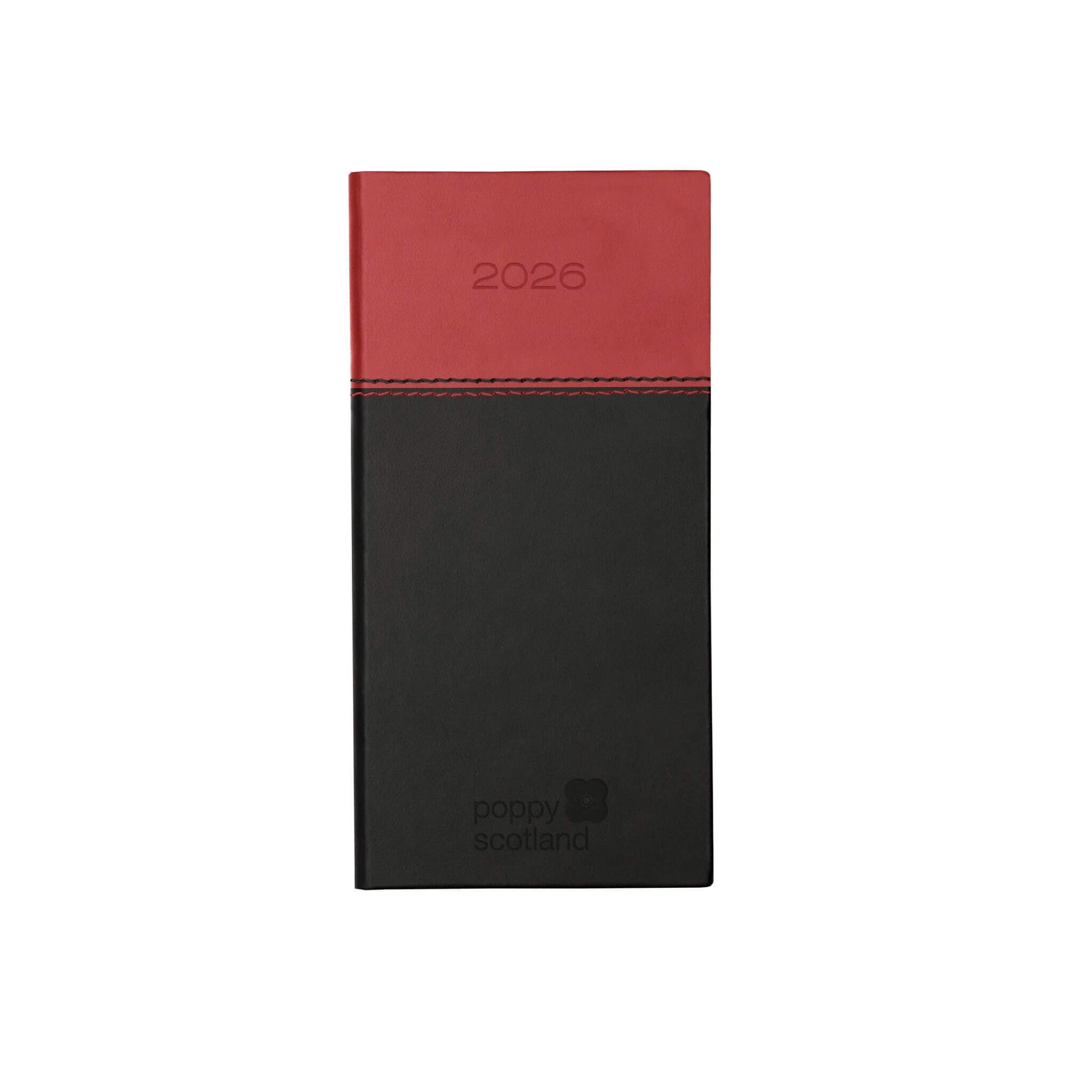 2026 Diary with embossed logo - Black/Burgundy - Poppyscotland