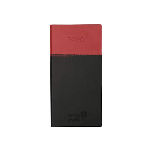 2026 Diary with embossed logo - Black/Burgundy - Poppyscotland