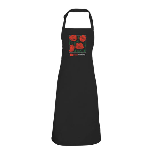 Poppy Pattern Apron - Black- Poppyscotland