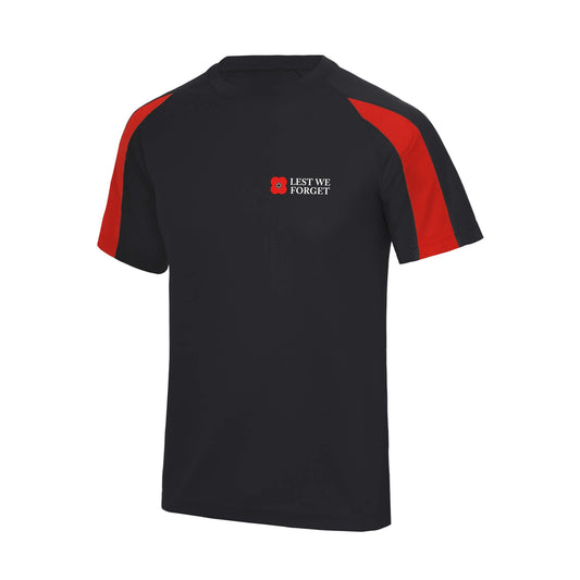Contrast Active Sports T-Shirt - Red/Black - Poppyscotland