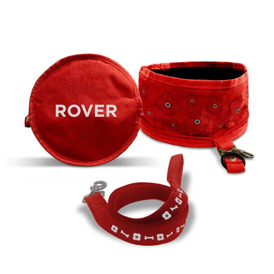 Dog Lead & Bowl Bundle | Red | Poppyscotland