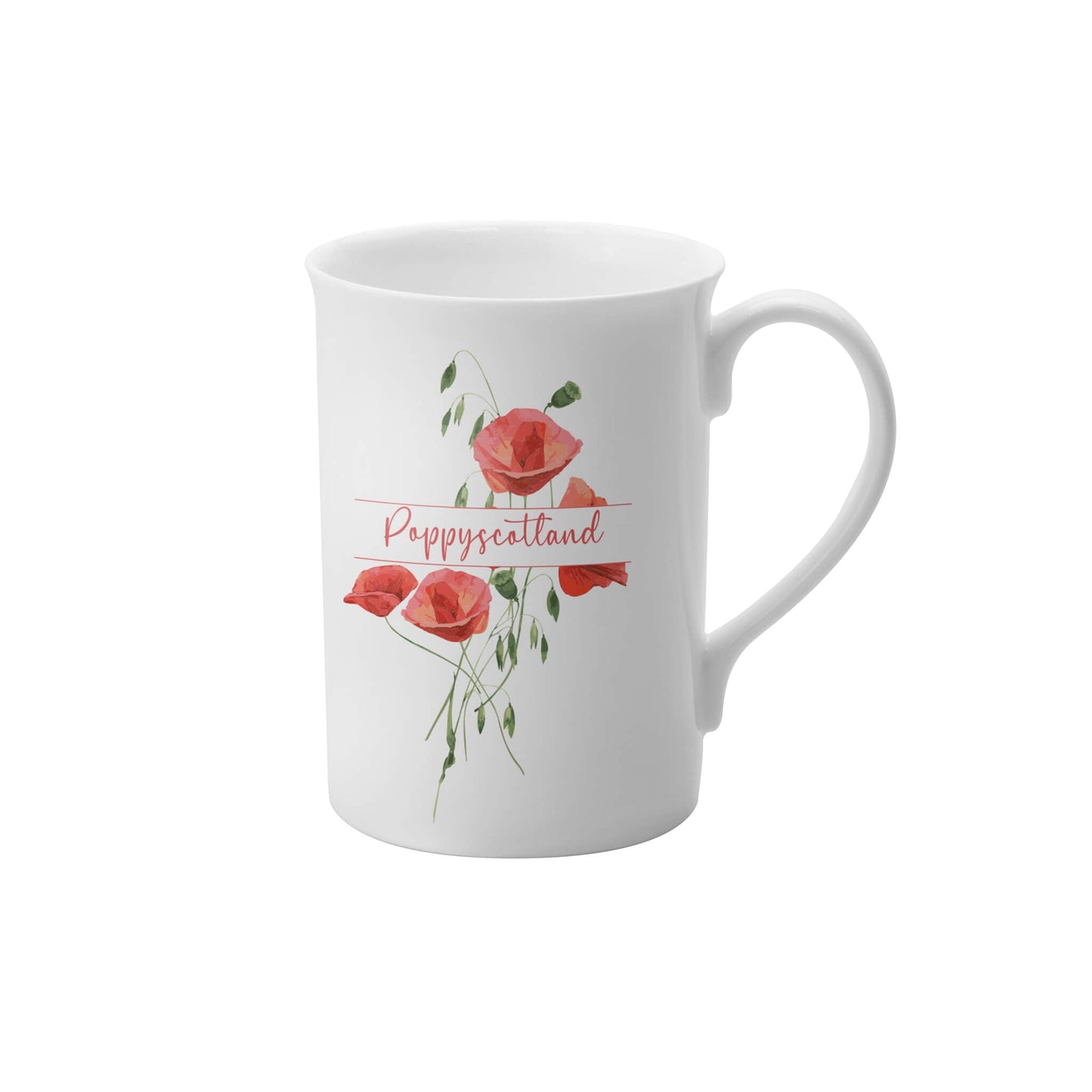 Poppy Bouquet China Mug - White - Poppyscotland