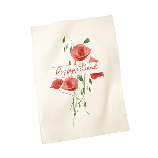 Poppy Bouquet Tea Towel - White - Poppyscotland