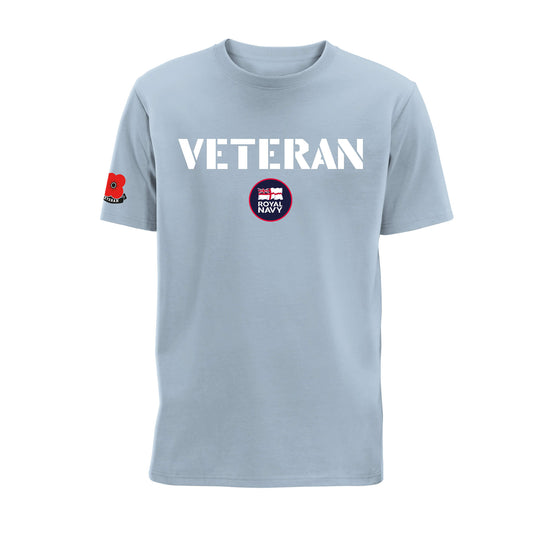 Navy Veteran T-Shirt - Mineral Blue - Front - Poppyscotland