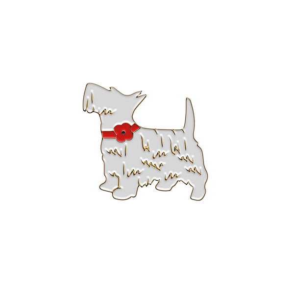 White Scottish Terrier Pin Badge 23X | Poppyscotland