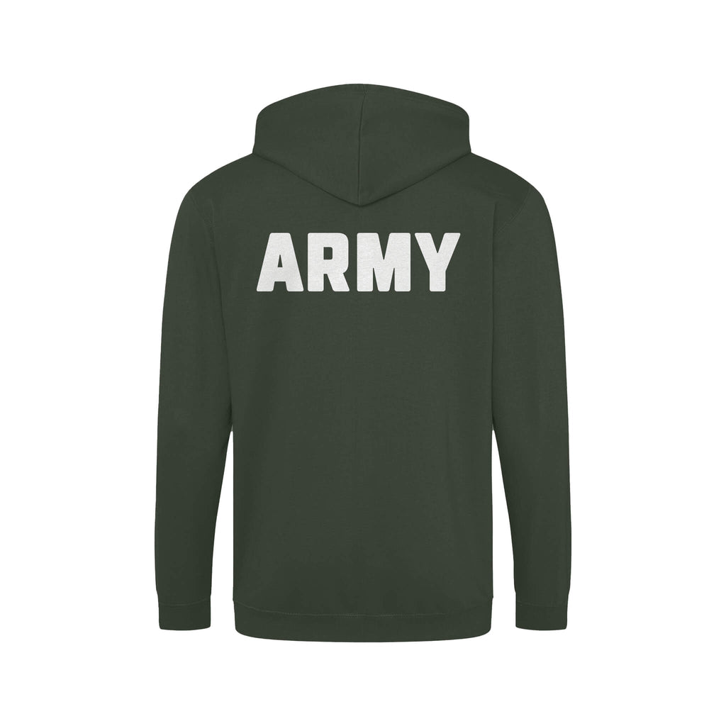 Army Zipped Hoodie | Forest green | Back | Poppyscotland