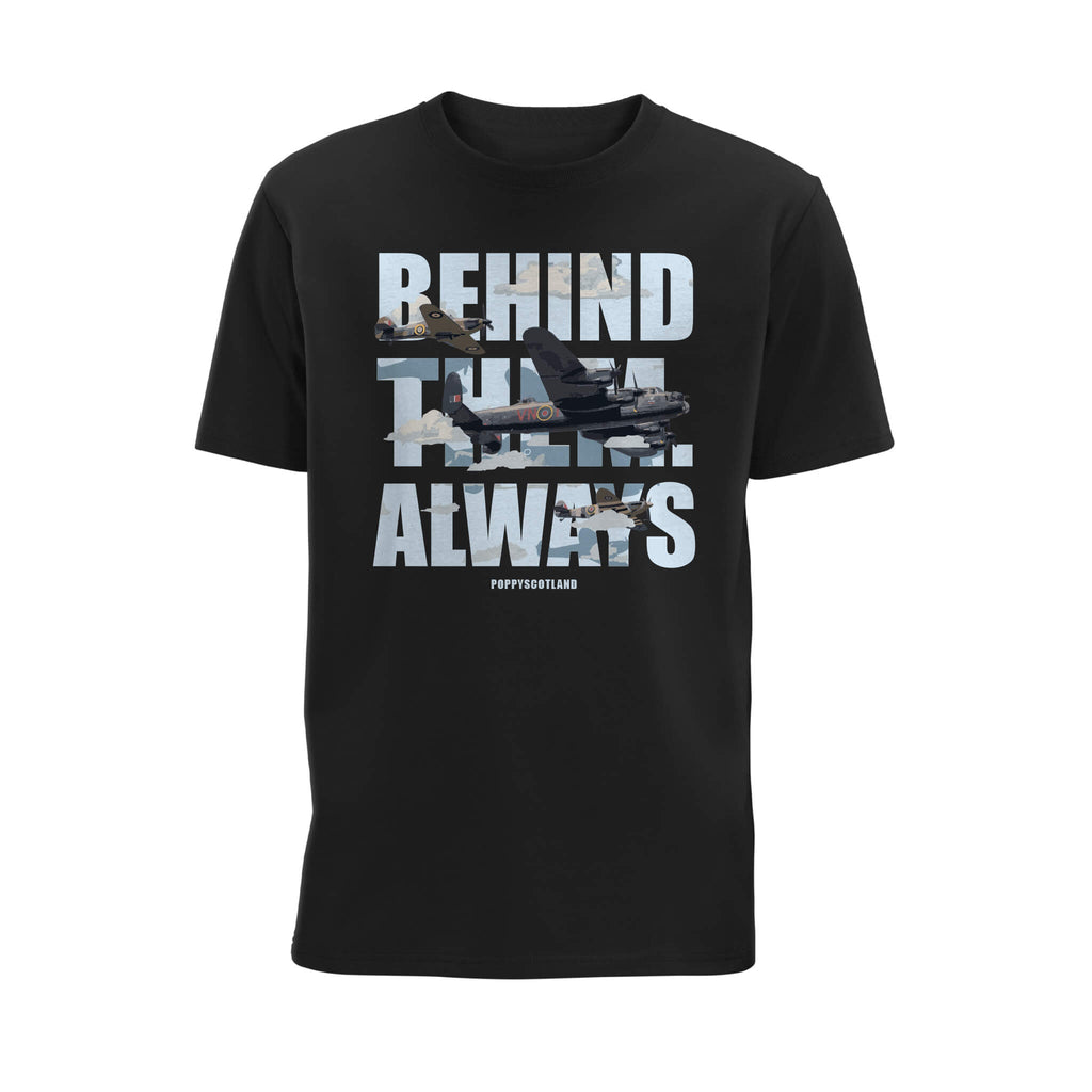 Behind Them Always Lancaster T-Shirt | Black | Poppyscotland
