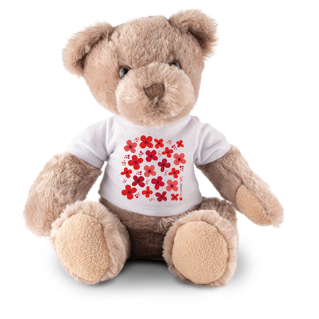Teddy bear with poppies pattern t-shirt