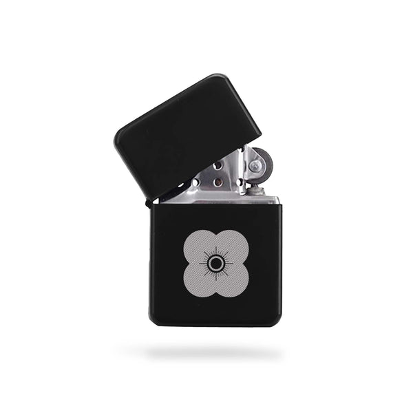Poppyscotland Matt Black Petrol Lighter with Engraved Poppy