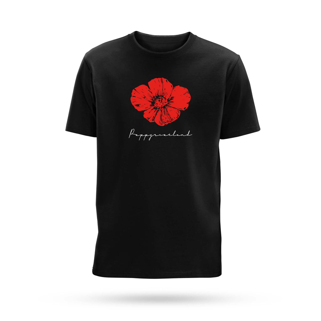 Large Poppy Black T-Shirt - Poppyscotland