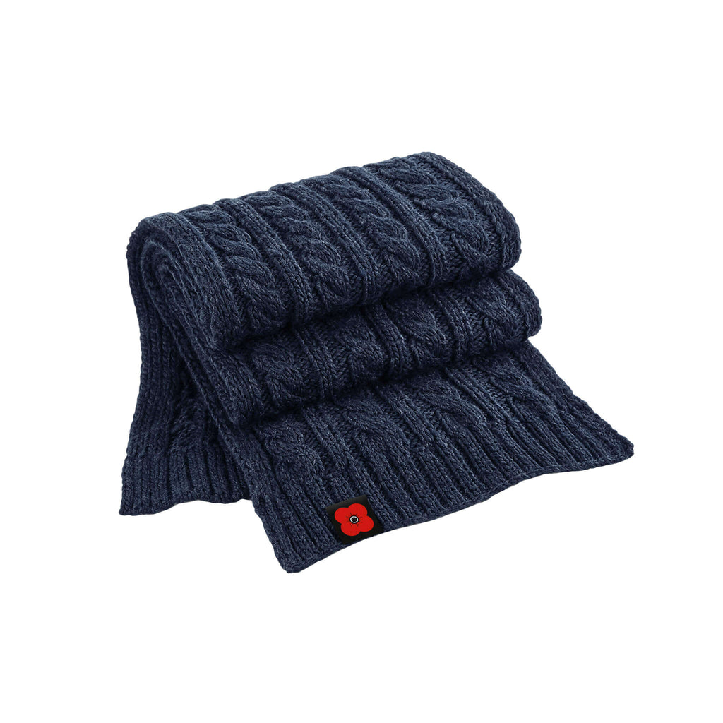 Navy Poppyscotland Cable Knit Scarf