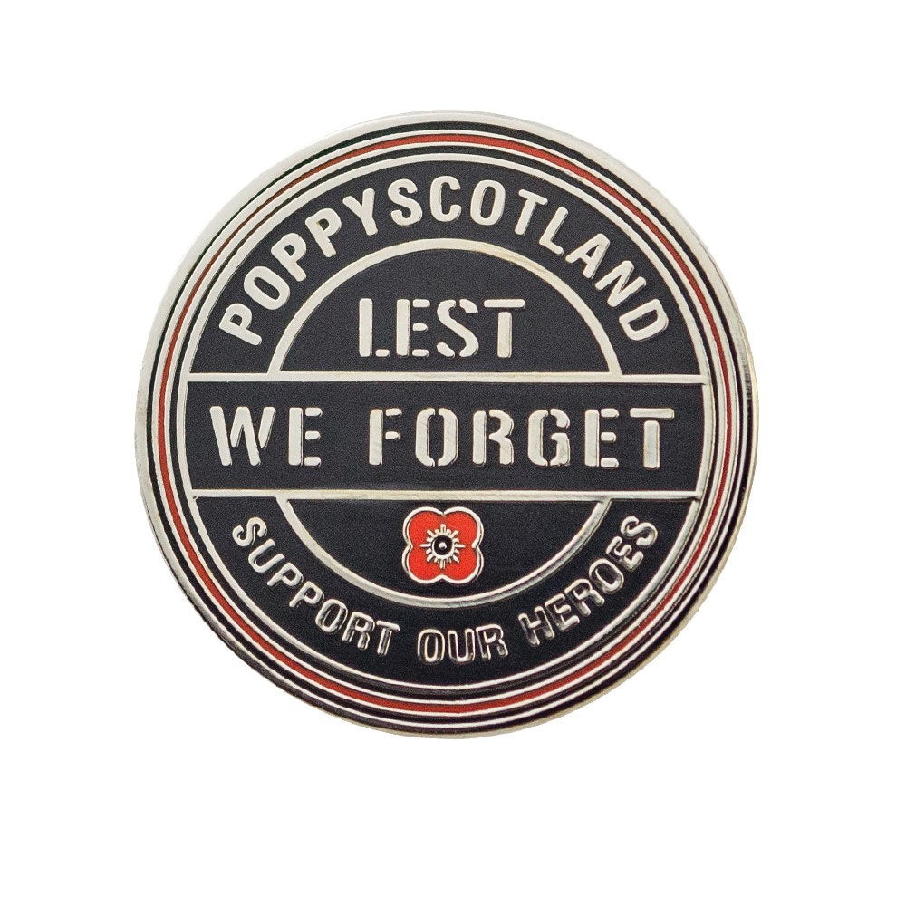 Poppyscotland Circular Lest We Forget Pin Badge
