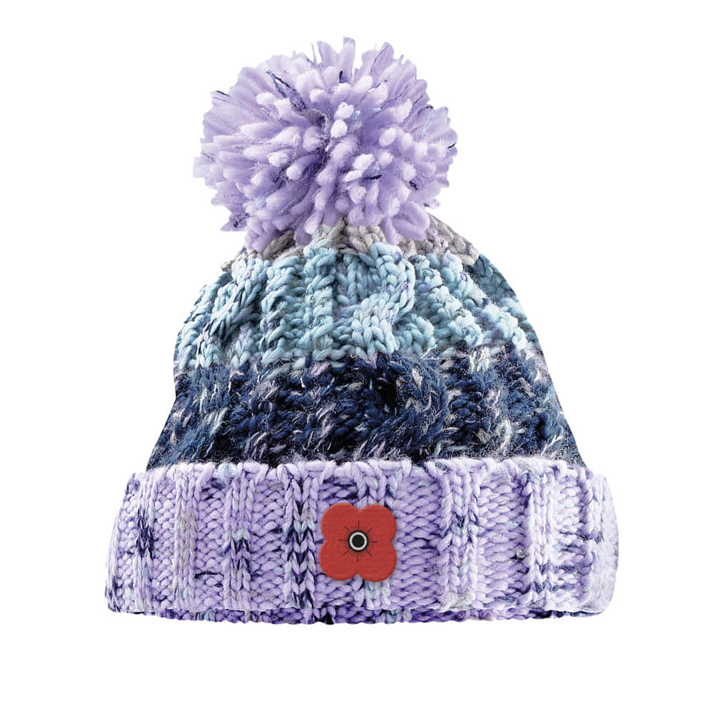 poppyscotland knitted pom pom beanie - lavender