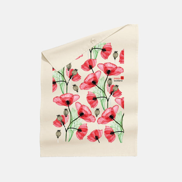 Wild Poppies Tea Towel | White | Poppyscotland